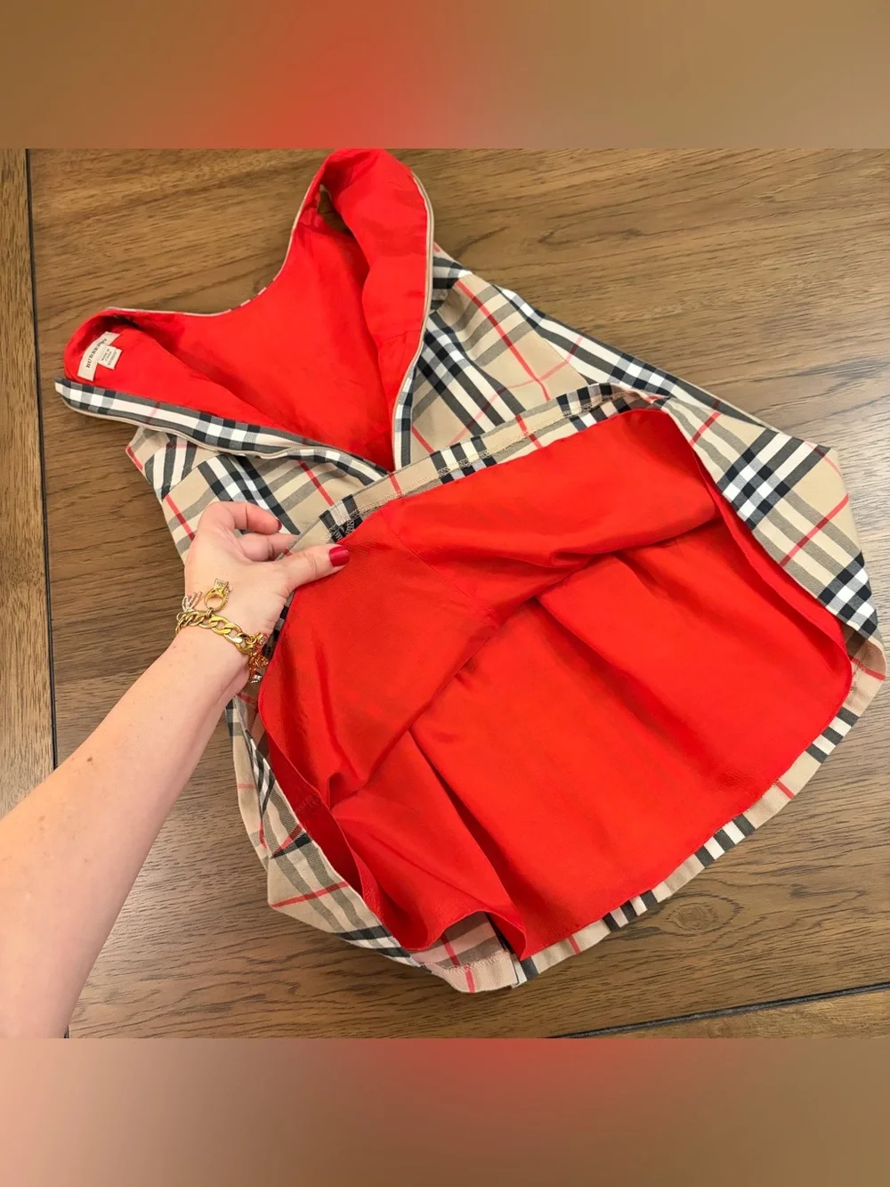 Authentic BURBERRY Girls Dress Nova Check Gorgeous Red Lining Child Kid 4-5 yrs